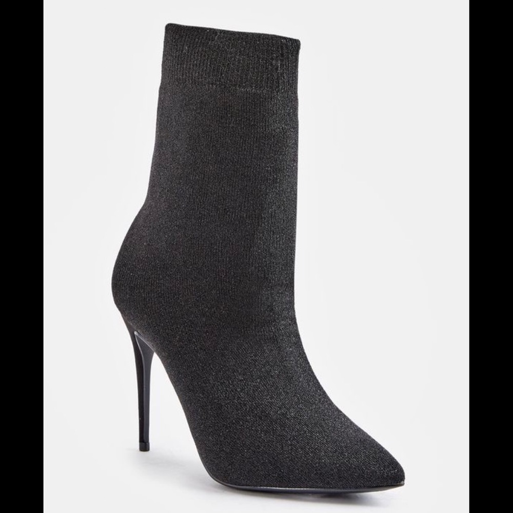 Stiletto Sock Bootie - Shimmery Black Color